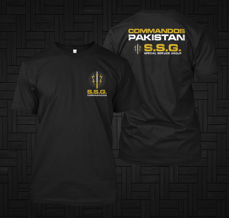New SSG Commandos Pakistan Special Forces Service Group Army Military Black T-shirt