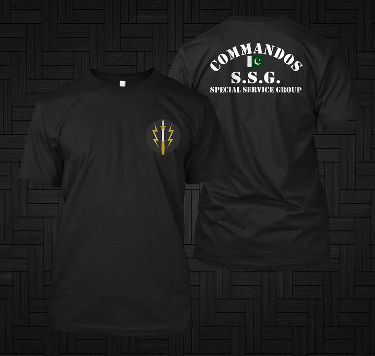 SSG Commandos Pakistan Special Forces Service Group Army Military Black T-shirt