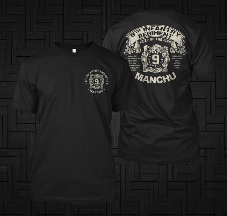 US Army 9th Infantry Regiment Manchu Fort Ord Black T-shirt
