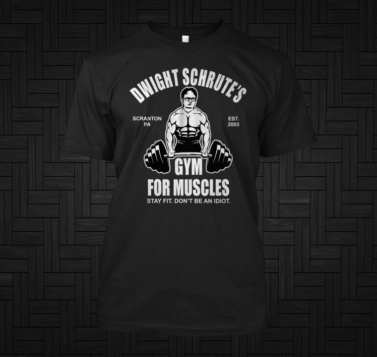 Dwight Schrute Gym For Muscles Black T-Shirt