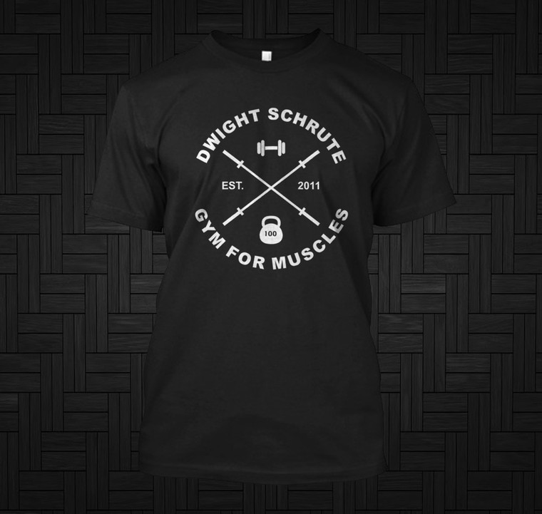 Dwight Schrute Gym For Muscles 2011 Black T-Shirt