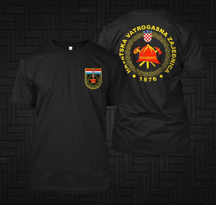 Hrvatska vatrogasna zajednica Croatian Fire Brigade Firefighter  Black T-Shirt