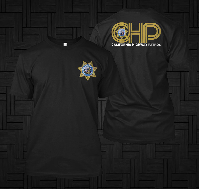 California Highway PATROL CHP CHiPs Police Department Black T Shirt