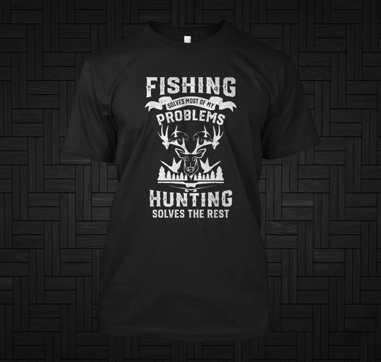Funny Fishing and Hunting Black T-Shirt