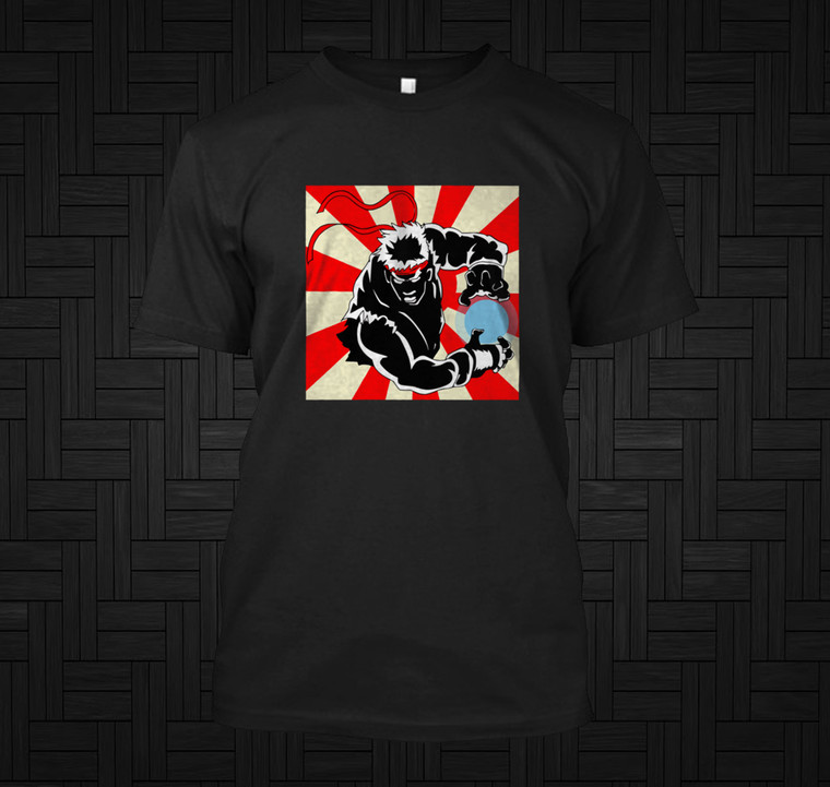 Ryu Hakdoken Black Street Fighter Black T-Shirt