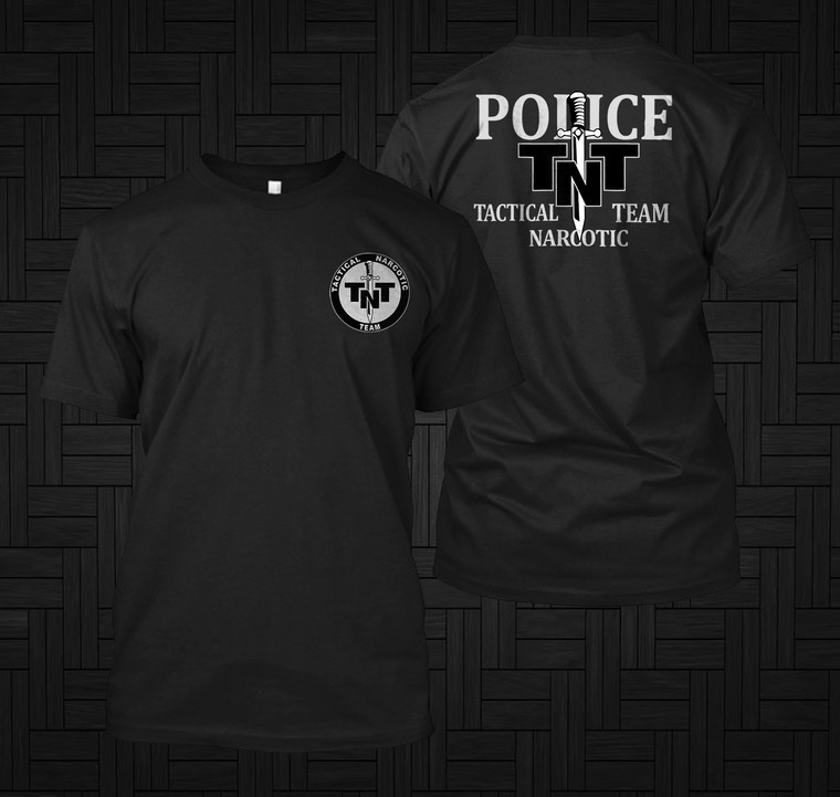 Police Department TNT Tactical Narcotics Team US United States Special Force Rescue Black T-Shirt