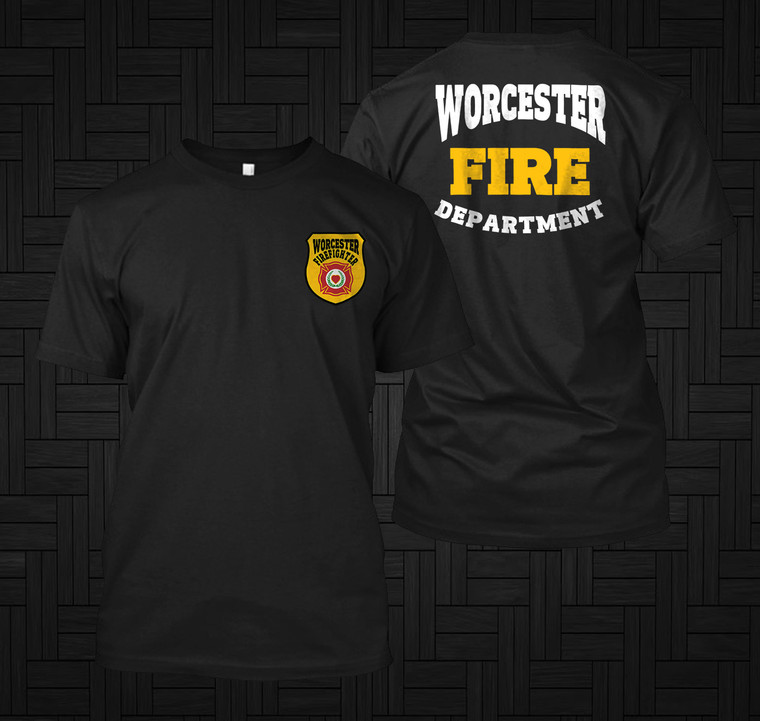 Fire Department Worcester Massachusetts US United States Rescue Firefighter Emergency Service Black Tshirt