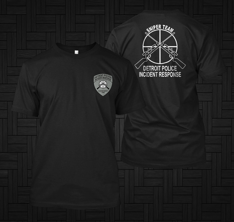 Detroit Sniper Team Police Department US United States America Special Force Black T-Shirt