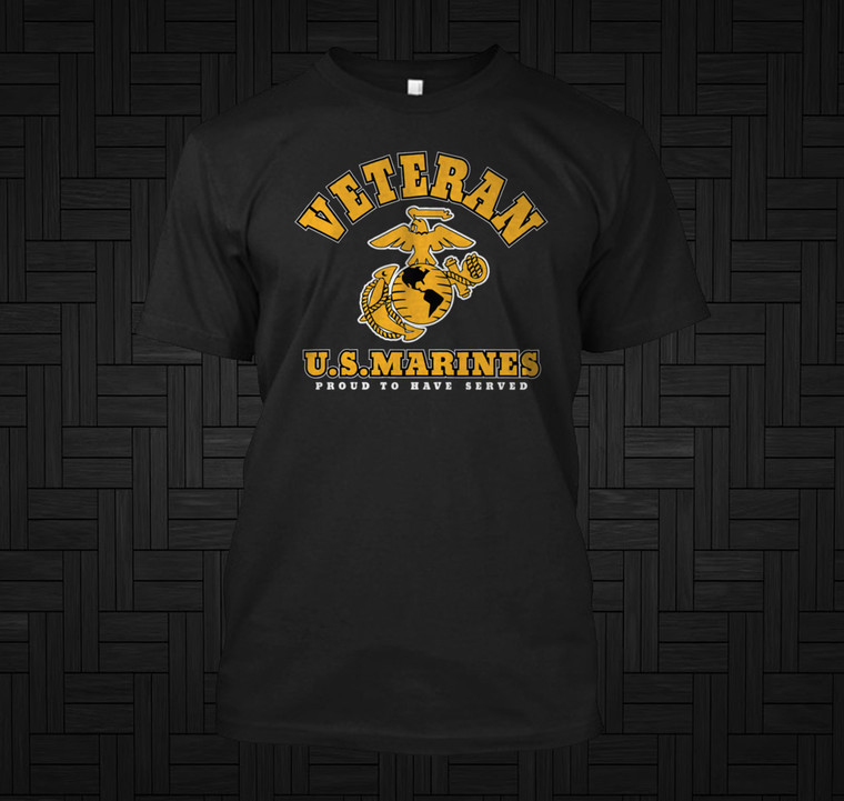 US Marines Veteran Proud to Have Served Black T-Shirt