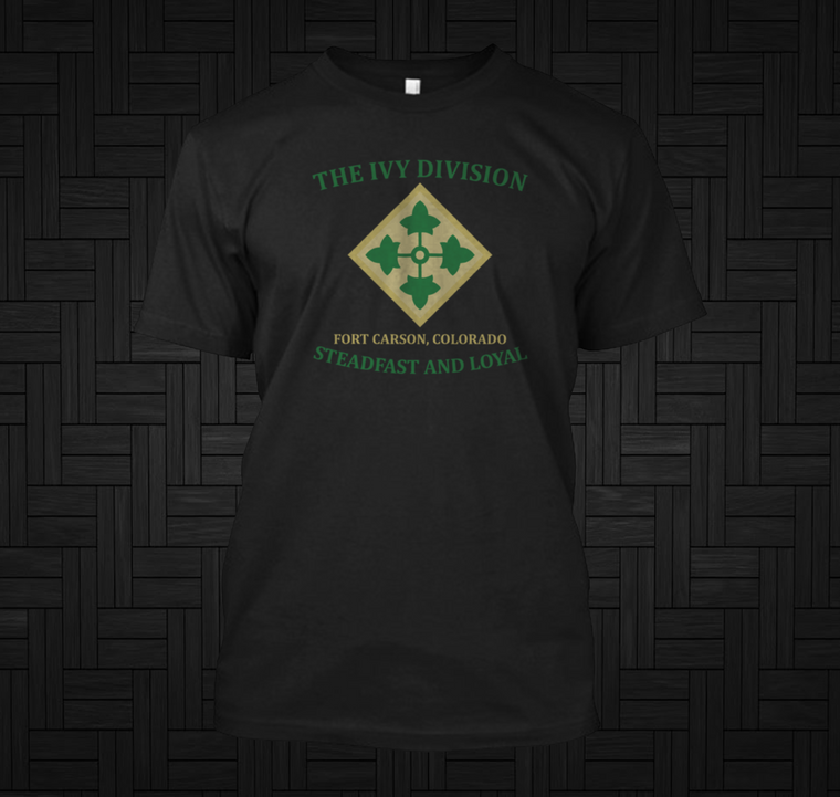 4th Infantry Division Vintage Style Black T-shirt