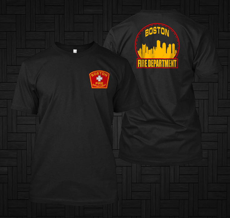 New Boston Fire Department Firefighter Fighter Rescue Black Tshirt