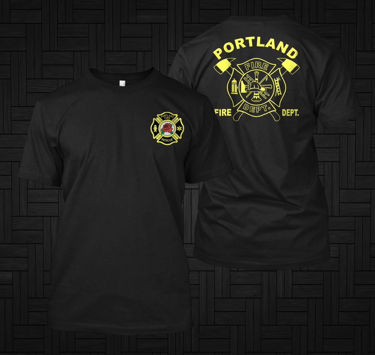 New Fire Department Portland Oregon Unites States Firefighter Fighter Rescue Black T-Shirt