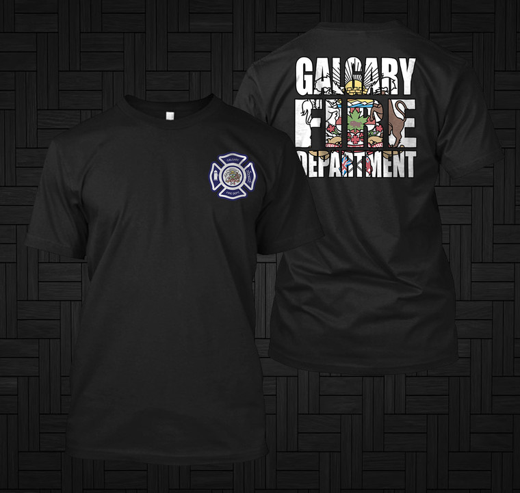Fire Department Galgary Canada Firefighter Fighter Rescue Black T-Shirt