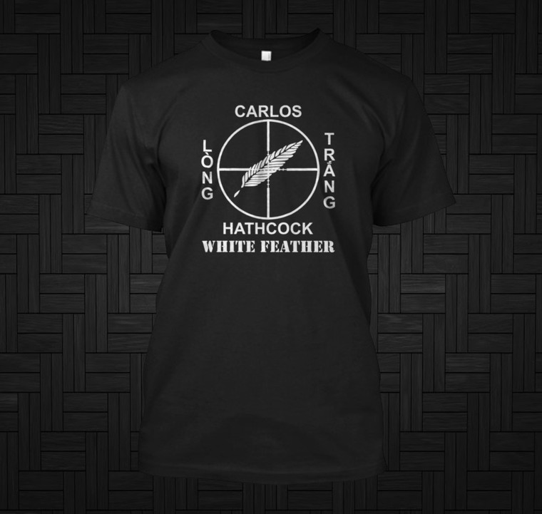 Carlos Hathcock USMC Sniper Long Trang White Feather Black T-shirt