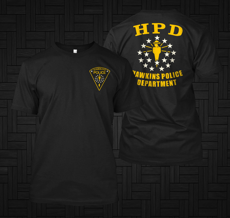 Hawkins Police Department Inspired by Stranger Things Black T-Shirt