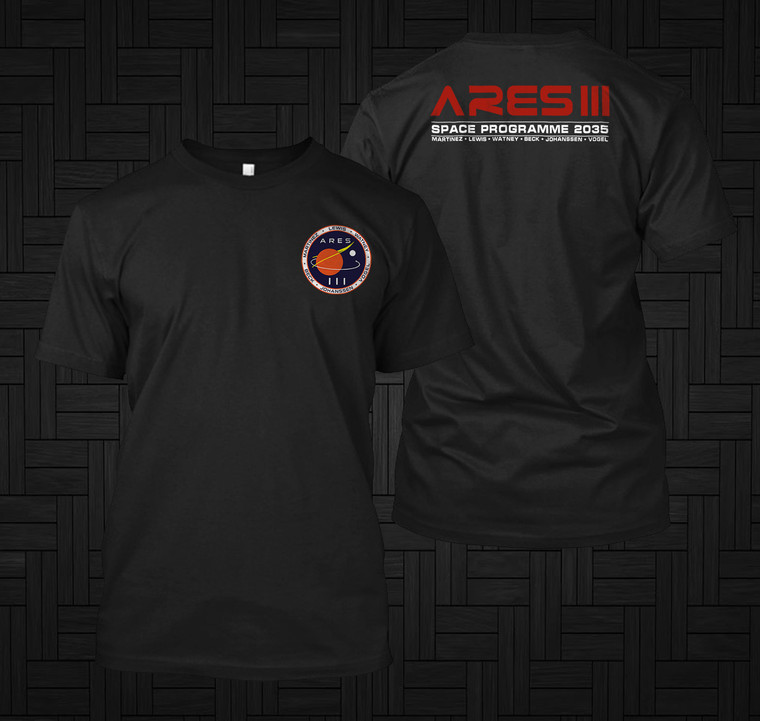 ARES III INSPIRED BY THE MARTIAN 2015 Black T-Shirt