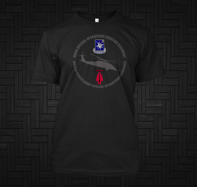 160th SOAR Black Hawk Black T-Shirt