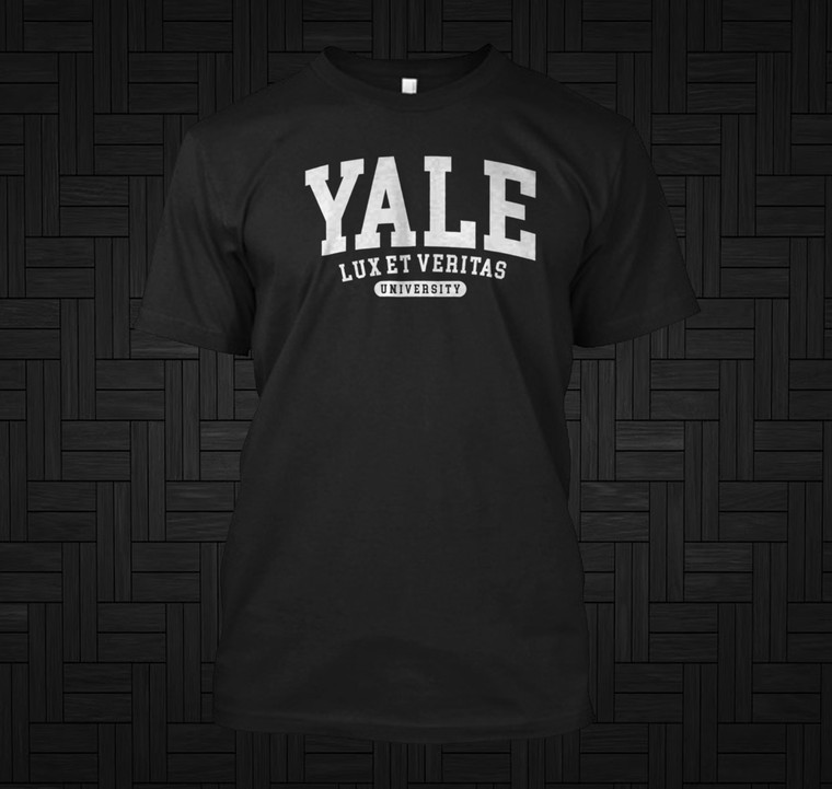 Yale Hoodie Lux et Veritas slogan Yale University Black T-Shirt