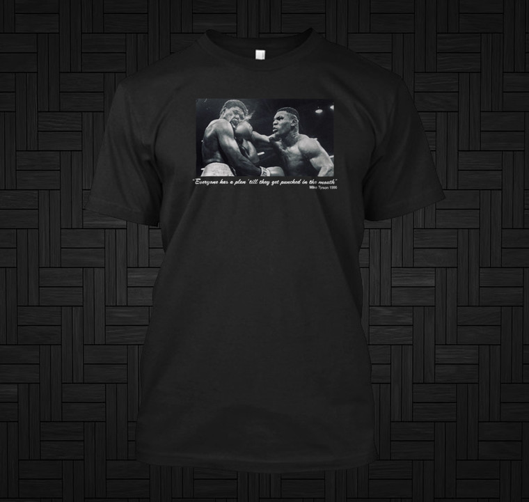 Iron Mike Tyson Quote Punched In The Mouth Black T-Shirt