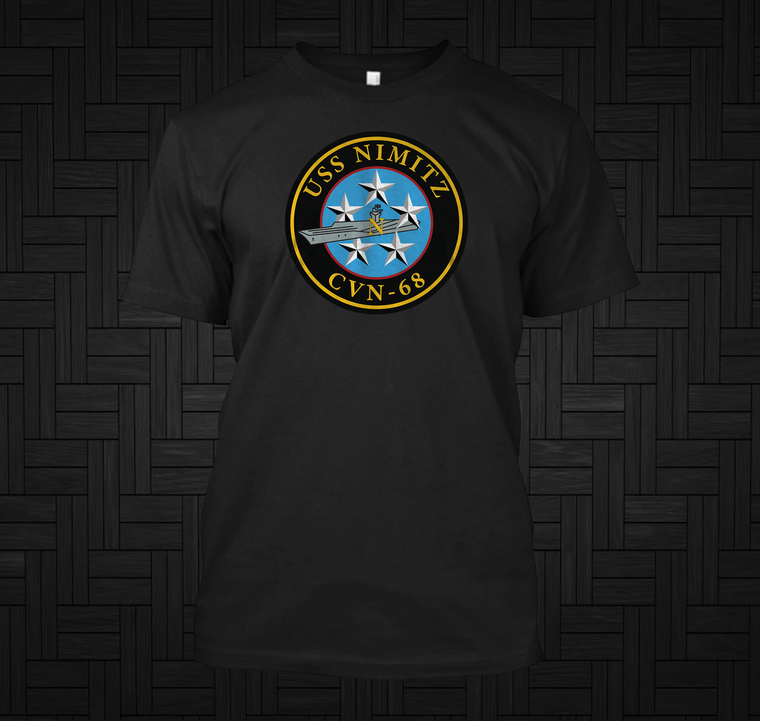 USS Nimitz Navy Aircraft Carrier Black T-Shirt