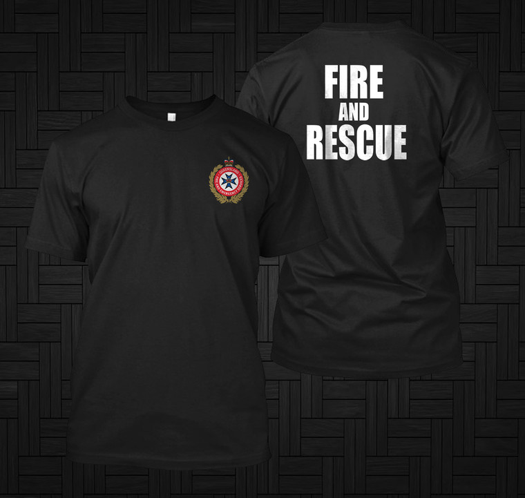 Fire Department Queensland Australia Firefighter Emergency Service Fire Rescue Black  Tshirt
