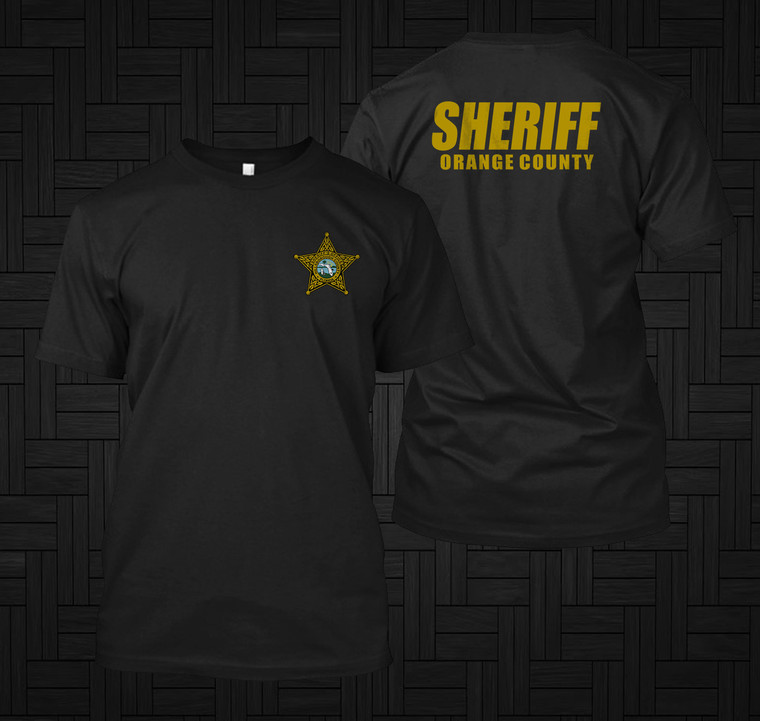New POLICE County Sheriff Orange Florida United States Department Special Force Black T-Shirt