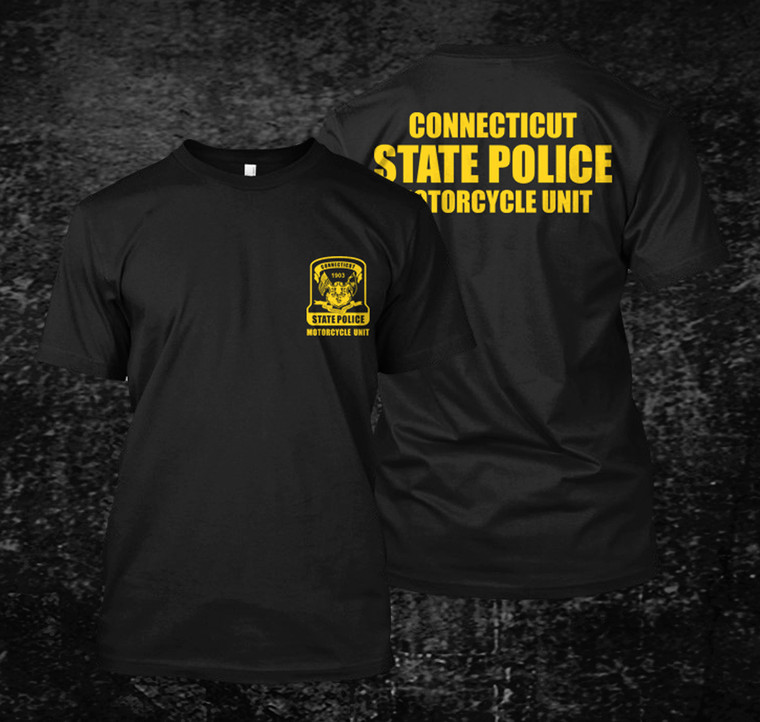 Connecticut Motorcycle Unit Police Black T-Shirt