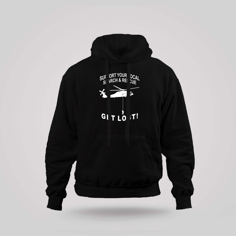 Support Your Local Search & Rescue Get Lost Black Hoodie