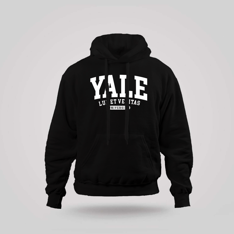 Yale Lux et Veritas slogan Yale University Black Hoodie