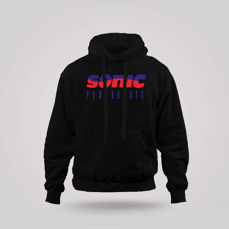 Sonic Powerboats Red and Blue Black Hoodie