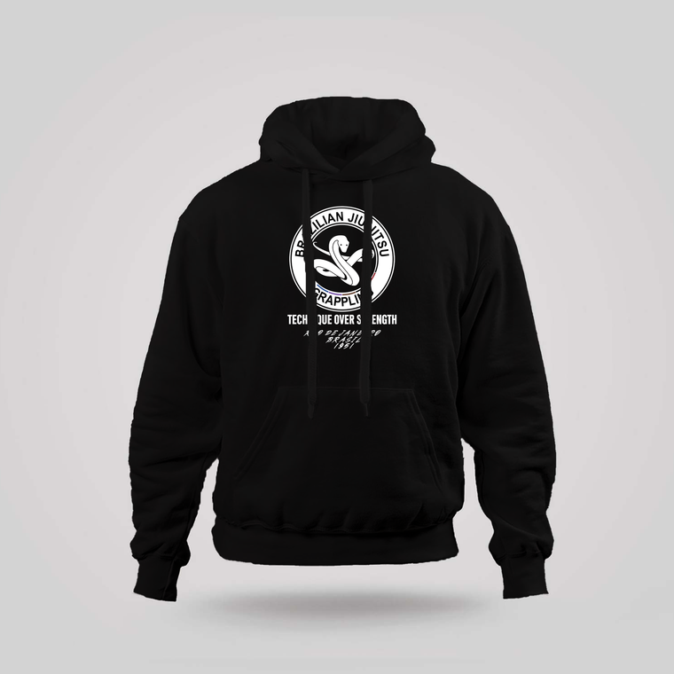 BRAZILIAN JIU-JITSU Bjj Mma Martial Arts Grappling Training Black Hoodie