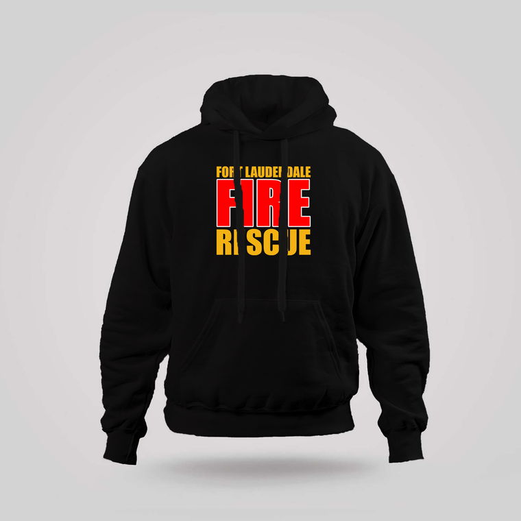 Fort Lauderdale Fire Rescue Text Black Hoodie