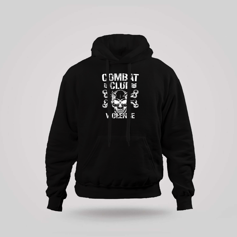 Violence Combat Club Horned Skull Black hoodie