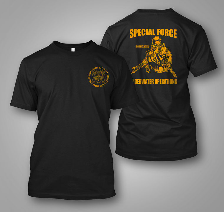 New Special Forces Underwater Operations Combat Diver Black T-Shirt