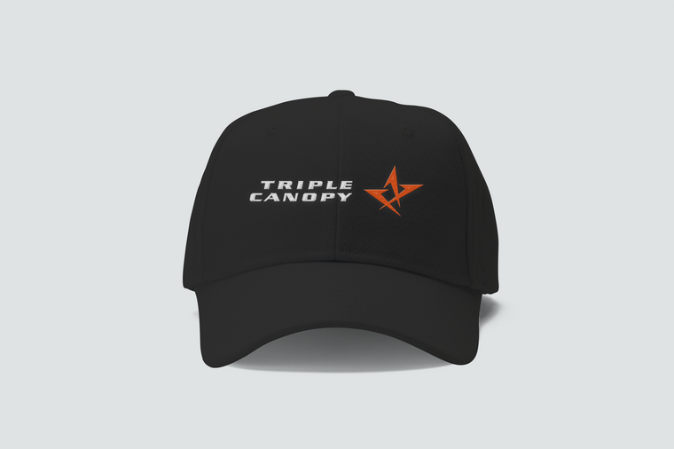 Triple Canopy Embordery Black Hat Cap