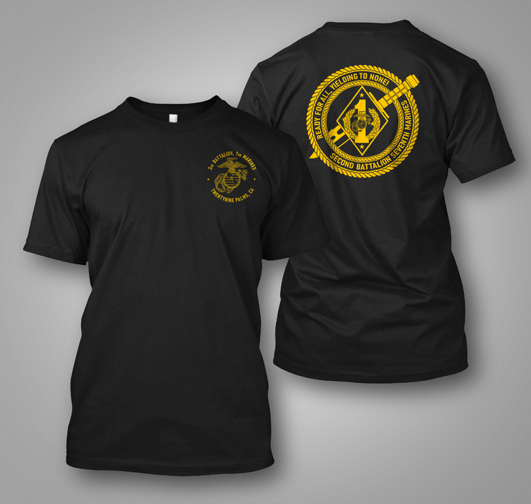 USMC - 2nd Battalion, 7th Marine Regiment Black T-Shirt