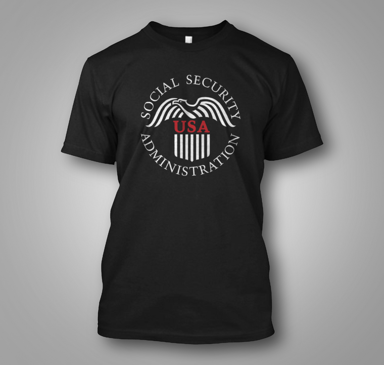 Social Security Administration Logo Black T-Shirt