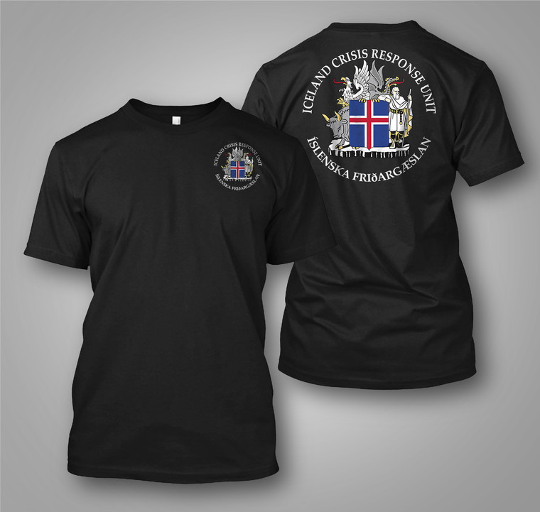 Iceland Crisis Response Unit ICRU Íslenska Friðargæslan Military Black T-shirt