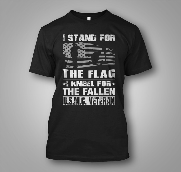 VETERAN STAND FOR THE FLAG KNEEL FOR THE FALLEN VETERANS DAY Black T-Shirt