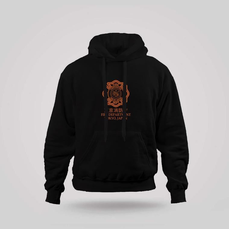 New Japan Style Tokyo Fire Department TFD Firefighter Firement Rescue Black Hoodie