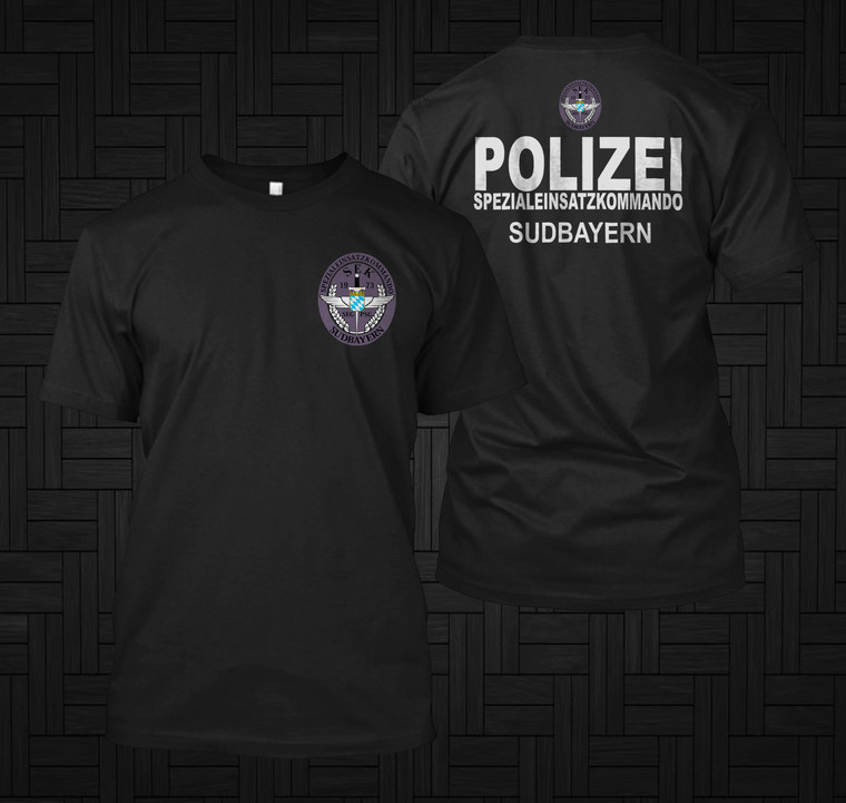 German State Police SWAT Force SEK Spezialeinsatzkommando Polizei Sudbayern Black T-shirt
