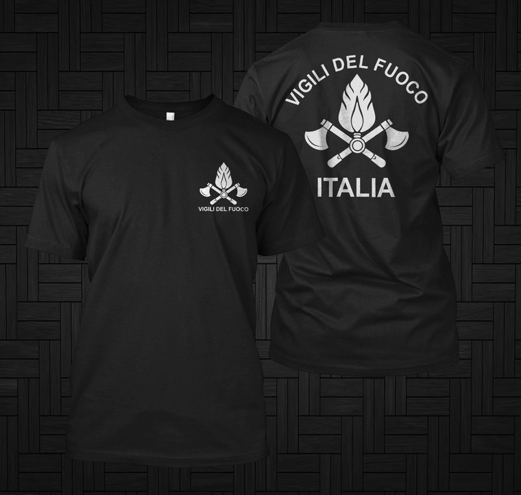 Vigili Del Fuoco Italy Fire Fighter Black Shirt