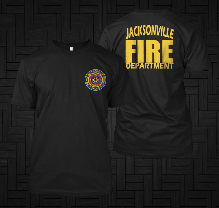 New Florida Jacksonville Fire Department FIre and Rescue Black T-Shirt