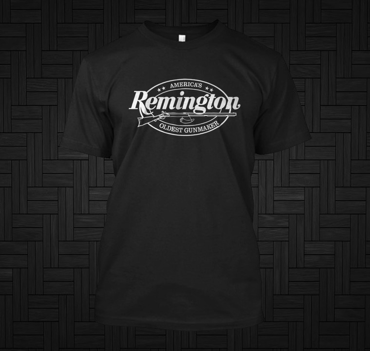 Remington American Gunmaker Logo Guns Firearms Riffles Black T-Shirt