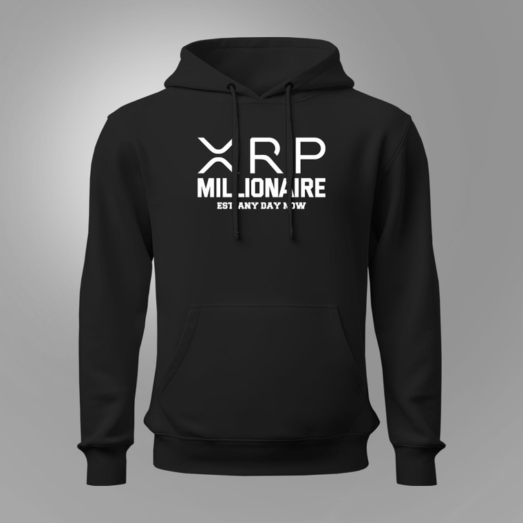 XRP Millionaire EST. Any Day Now Crypto Black Hoodie