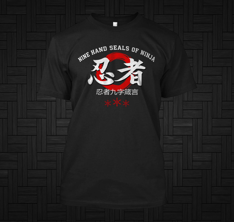 New Nine Hand Seals of Ninja Ninjutsu Bujinkan Kuji In Mantra Black T-shirt