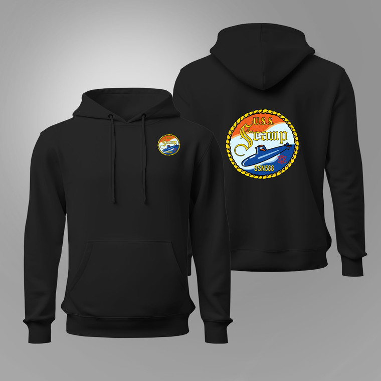 USS Scamp (SSN-588) Attack Submarine Black Hoodie