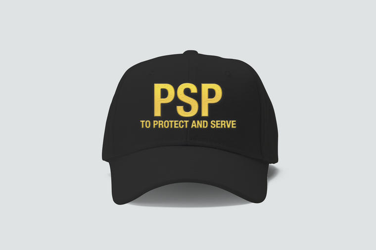 PSP to Protect and serve embroidery black hat