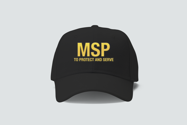 MSP To Protect And Serve Michigan State Patrol Embordery Black Hat Cap MSP To Protect And Serve Michigan State Patrol Embordery Black Hat Cap