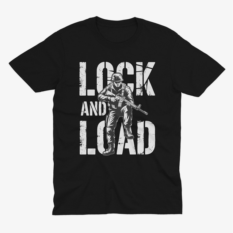 Soldier "Lock and Load" Military Style Black t-Shirt